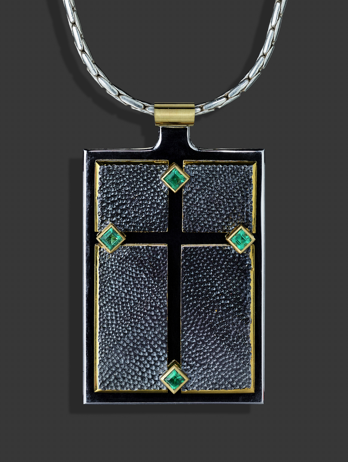 Pendant - 4 Emerald Cross