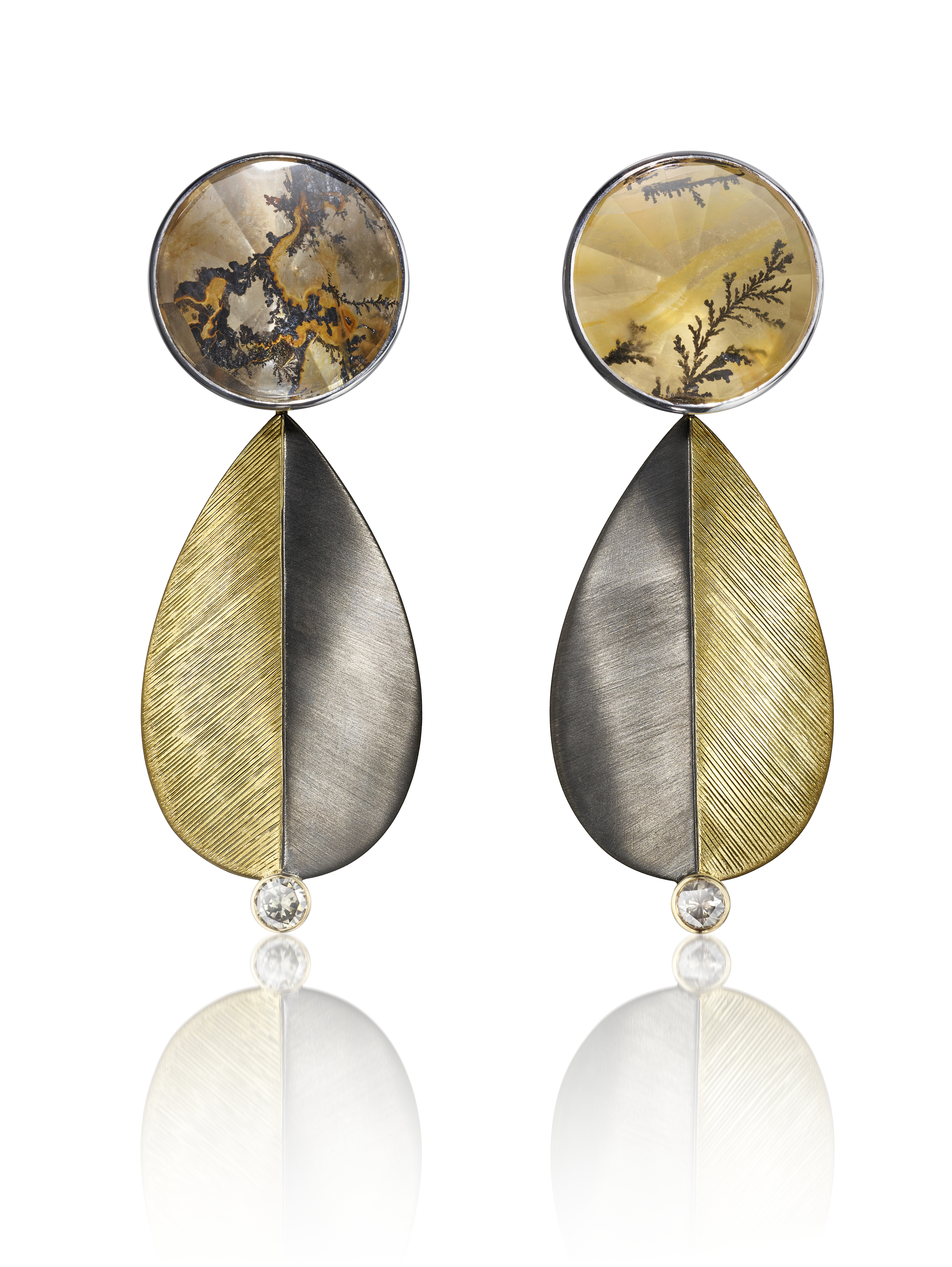Earrings Moss Agate Drops